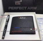 Perfect Replica 2019 AAA Mont blanc Purses Set Black Carved Rollerball Pen and Litchee Wallet